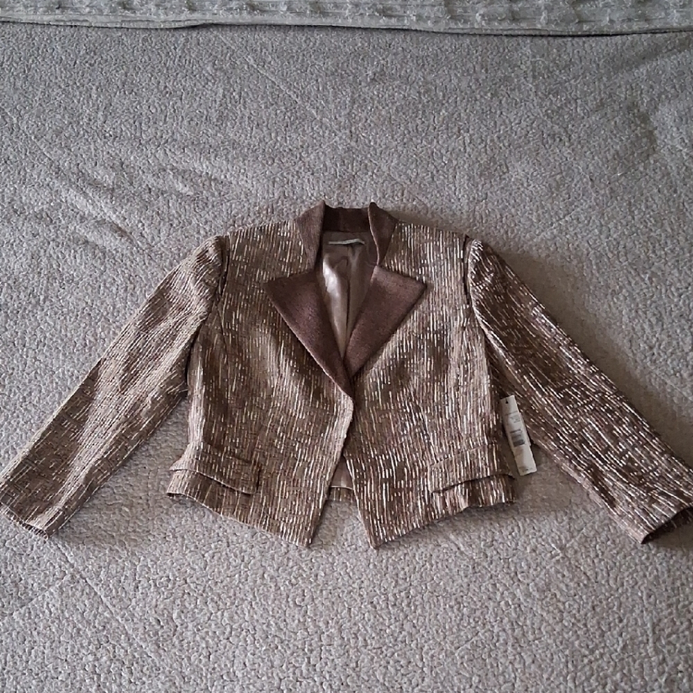 New Elie Tahari Metallic Brown Blazer